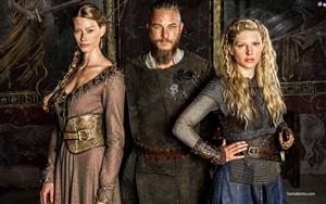 Alyssa Sutherland, Travis Fimmel & Katheryn Winnick in television serial, Vikings